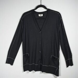 Sonia by Sonia Rykiel Black Knit Cardigan Long Sleeve Pockets Woman Small READ‎
